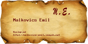 Malkovics Emil névjegykártya