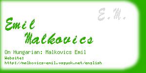 emil malkovics business card